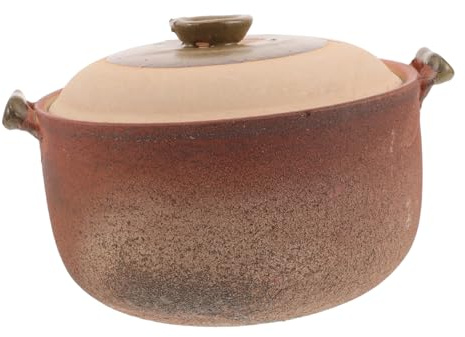 CIYODO Terracotta Casserole Pot with Lid 2.5l Deep Clay Cooking Pot for Stews and Porridge Home Kitchen Use Sturdy Handled Ceramic Casserole Dish for Soup and Baking