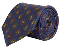 SILBON Corbata Seda Estampado Azulejo Azul Marino Para Hombre