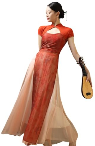 ROYAL SMEELA Moderne Qipao Kleid für Damen chinesische Stehkragen Cheongsam Set für Frauen Wein Rot Lange Qipao-Set Oberteil+Culotte