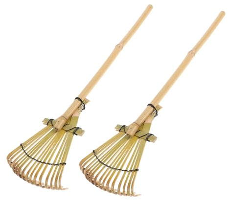 Hohopeti Rastrello da Giardino in Bambù Manico Set 2 Pezzi 50X13 CM Rastrello Manuale Piccolo per Livellare Sabbia e Terreno Utensile Giapponese per Giardinaggio e Sandbox