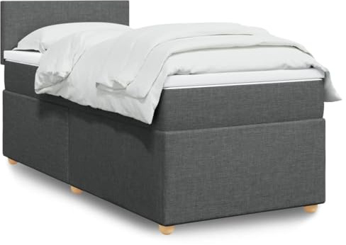 Tonture resårsäng mörkgrå 80 x 200 cm, tygöverdrag, med fickfjädermadrass, madrassdyna, förstärkta fötter, för vilsam sömn, sovrumsmöbler