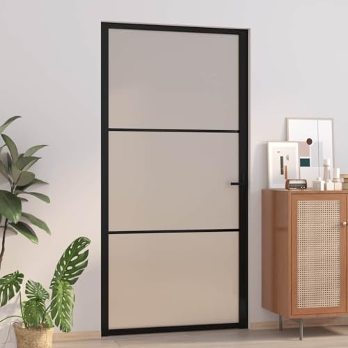 Generico Porta Interna 102,5x201,5 cm Nero Opaco in Vetro e Alluminio,Articoli di ferramenta,Materiali da Costruzione,Porte,Porte di casa-350555