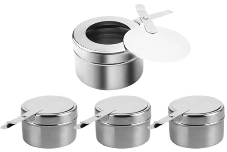 4X Fuel Holders with Cover, Stainless Steel Chafing Dish Fuel Can for Buffet, Hot Pot, Food Warming, 3.58inch x 1.97inch