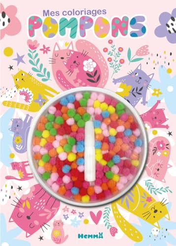 Mon coloriage pompons - Chats - Coloriage - Pompons multicolores - colle - activités - Bricolage - 4 ans