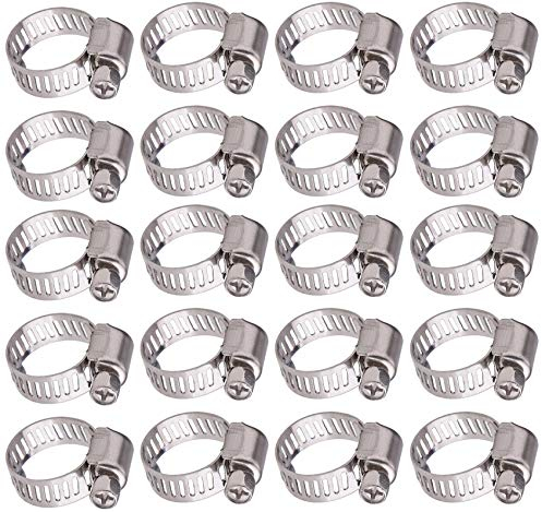 20 Pièces Collier de Serrage Pour Tuyaux, Collier de Serrage Tuyau Ajustable en Acier Inoxydable Tuyau Pinces Clips Fixation (9-16 mm)