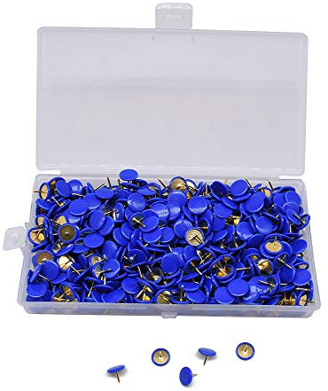 YOFASEN 500 Pezzi Puntine da Disegno - 10 x 9MM Puntina a Testa Tonda in Metallo Rivestito in Plastica Colori Assortiti, Blu/500 Pezzi