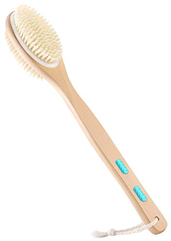 Onlylove Körperbürste für Nass- oder Trockenbürste, Langer Holzgriff Duschbürste