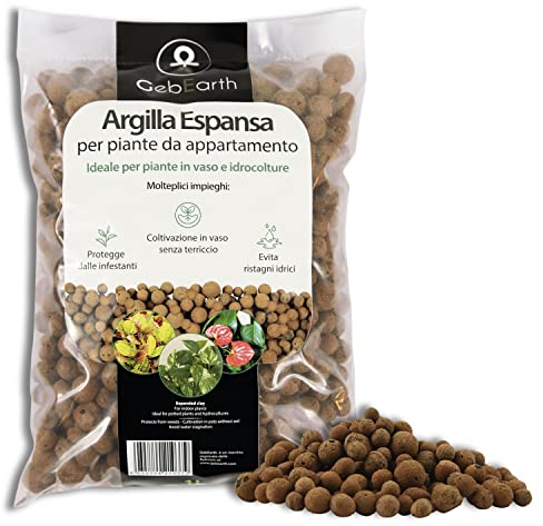 GebEarth® | Argilla Espansa per Piante in Vaso e Idrocoltura | Pezzatura 8-16 mm | Granuli Leggeri di Argilla Espansa Naturale Perfettamente tondeggianti | Drenaggio Efficiente e Lunga Durata | [1L]