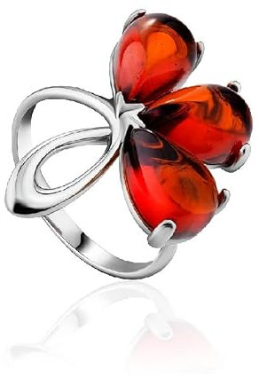 Ring bärnsten, 3 ark i 925, bärnstensring, brun konjak bärnsten, designersmycken, Sterlingsilver Bärnsten Sterling silver, Bärnsten