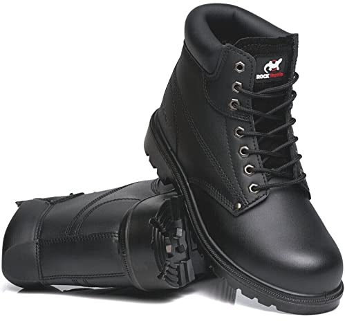 Rock Reptile Apprentice Mens Leather Safety Boots Steel Toe Cap Work Lightweight Shoes S1P SRC Lace Up Ankle Boots (Black, uk_footwear_size_system, adult, men, numeric, medium, numeric_6)