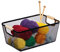 Relaxdays Drahtkorb mit Holzgriffen, eckig, Aufbewahrungskorb Metall, HBT 16,5 x 37 x 22,5 cm, Korb Küche & Bad, schwarz, 70% Stahl, 30% Holz