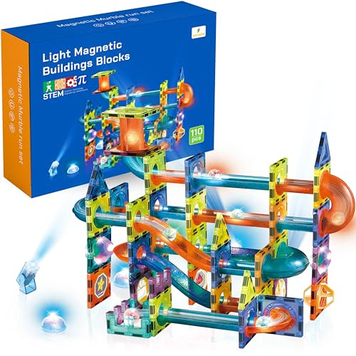 CELMAN Juego magnético de 110 Piezas, Bloques de construcción magnéticos para niños con luz LED y Accesorios, Bloques de construcción magnéticos, Juguetes educativos Stem a Partir de 3, 4, 5, 6, 7, 8
