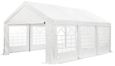 Juskys Partyzelt Gala 3 x 6 m - UV-Schutz Plane, Flexible Seitenwände - Pavillon stabil, groß - Outdoor Party Garten - Zelt Festzelt Weiß