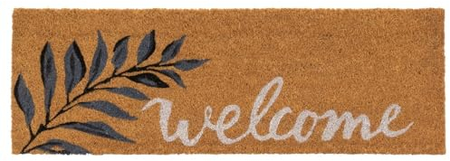 LOLAhome Felpudo Antideslizante Entrada estampación Welcome de Hojas de Fibra Natural de Coco