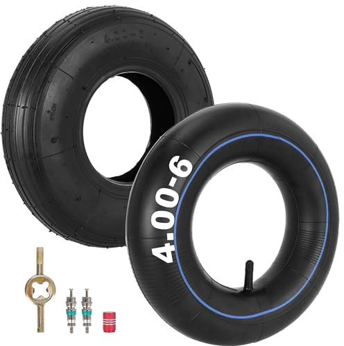 4.00-6 Pneu et Chambre à Air Roue de Brouette et Pneu Remplacement pour Gorilla Cart Garden Wagon Camion à Main Heavy Duty Valve Droite TR13 1 Set