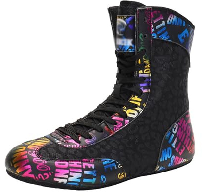 Blissbuilt Chaussures de Boxe pour Hommes Femmes,Chaussures d'entraînement de Lutte,LéGèRes Souple Respirant,Chaussures de Boxe de Fitness de Bodybuilding l'abrasion,pour Combat,Fitness,Boxe,Lutte