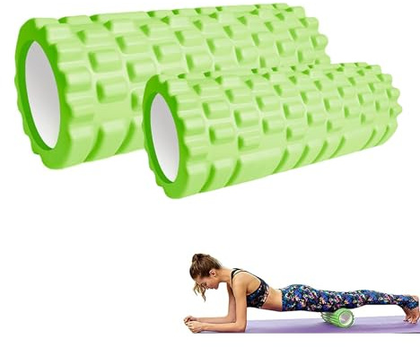 2ud Rodillo Masajeador. Rodillo de Espuma para Terapia y Masaje Muscular. Rodillo de Pilates y Yoga. Fitness Foam Roller. Cilindro de Gomaespuma Alivio Dolores y Entrenamiento. 33x14cm//30x9cm