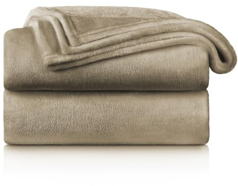 Blumtal Mantas para Sofá de Franela Suave y Acolchada - Manta Polar 100% Microfibra Extra Suave, Manta de sofá, de Cama o de Sala de Estar, Taupe, 150 x 200 cm