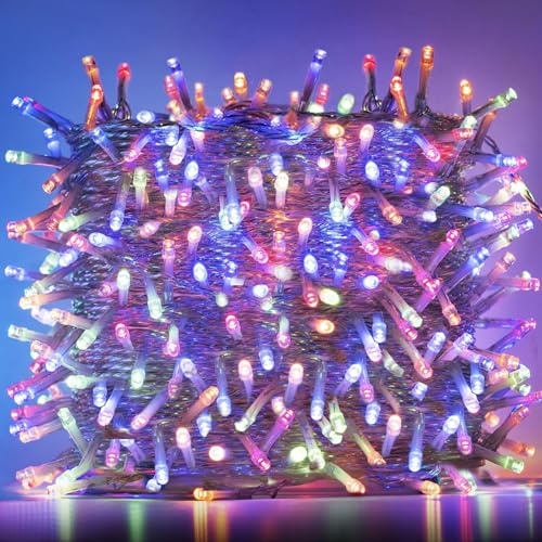 BESCOST Guirnaldas Luces Exterior Colorido 50M, 500 LED Cadena de Luces con 8 Modos, Impermeables, Decoración para Navidad, Fiesta, Boda, Patio, Jardín, Festival