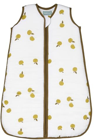 molis&co - Saco de Dormir para bebé 2.5 TOG - 70 cm (0-6 Meses) - Ideal para Invierno - Muselina de Bambú Premium - Acolchado, Suave y Cálido - Apples