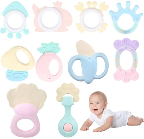 10 Pièces Anneau De Dentition Pour Bébé, Naissance Bébé Maternité, Jouet Bébé 0-3-12 Mois, Accessoires D'Allaitement