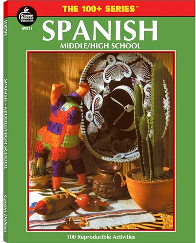 Carson Dellosa The 100 Series Spanish Workbook, Vocabulary, Common Phrases, Culture, Sentence Building Skills, and More, Middle and High School Classroom or Homeschool Curriculum (Volume 18)