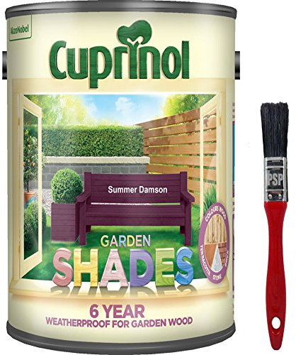 New 2018 Improved Formula Cuprinol Garden Shades Summer Damson 5L. Now Offers 6 Year Garden Wood Weather Protection. Includes PSP Touch up Wood Care Brush.