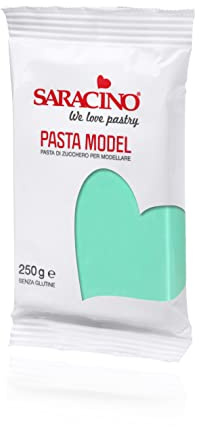 Saracino Pâte à Sucre Model Turquoise à Modeler de 250 g sans Gluten Made in Italy