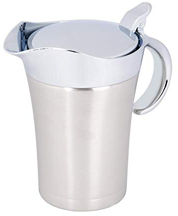 Salsiera in acciaio inox per salsa, salsa a doppia parete, isolata termica, con coperchio e beccuccio antigoccia per salsa e salsa per salse, insalate, crema pasticcera, salsa e così via