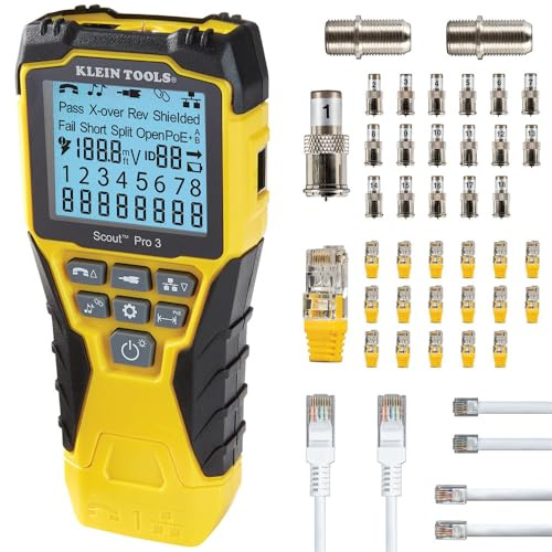 Klein Tools VDV501-852 | Kabeltester mit Remote | VDV Scout Pro 3 Testkit | Ortet und testet Sprach-, Daten- und Videokabel | Profi Prüfgerät für Netzwerk- und Telefonleitungen