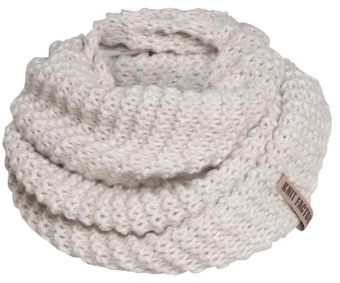 KNIT FACTORY - Alex Loop Schal - Schlauchschal - Winterschal - Rundschal - Herrenschal - Damenschal - Wollschal - Grob gestrickten Rippenmuster - Für Damen und Herren - Beige
