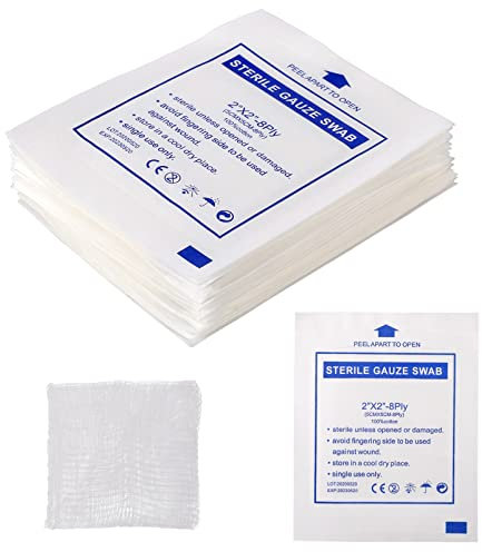 Milisten Gauze Pads Disposable Sterile Cotton Gauze Swabs Individually Wrapped Wound Care Dressing Gauzes for First Aid- 30pcs, 5 x 5 inch