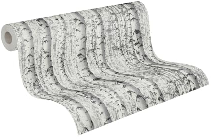 A.S. Création Birkenwald Tapete Schwarz Weiß PintWalls 387191 Vliestapete Wald Grau Natur 10,05x0,53m Made in Germany