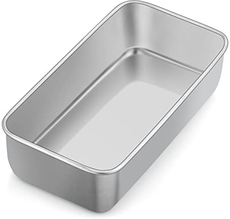 Herogo Loaf Tin, 2lb Stainless Steel Bread Tin for Baking (23.5x12.5x6.7cm), Rectangular Banana Bread Tin for Toast, Cake, Lasagna, Pie, Non-Toxic, Oven & Dishwasher Safe, Metal Silver