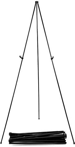 QWORK® Caballete de metal plegable 168 cm, Caballete de trípode ajustable con bolsa de almacenamiento