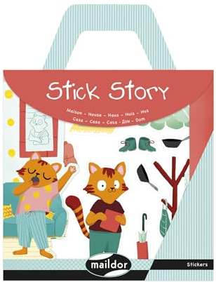 Maildor AF034C - Packung mit 2 Bogen Stick Story Stickers, 15x19,5cm, ideal für DIY-Projekte, 1 Pack, Haus