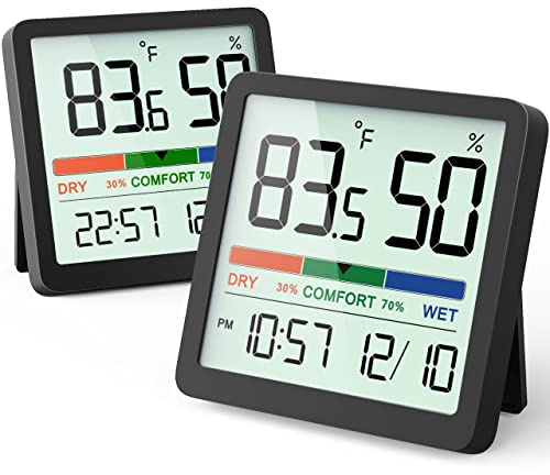 VOCOO Humidity Gauge Indoor Thermometer - Digital Indoor Humidity Sensor Room Thermometer with Temperature Humidity Monitor, Accurate Hygrometer Temp Meter for Home Greenhouse Wine Cellar (2 Pack)