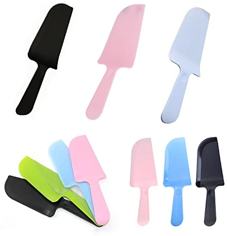 TorSor 20 Pack Disposable Cake Cutter Slicer Plastic Serrated Cutting Knife Server Spatula Knives Serving Utensils for Pie Pizza Pastry Dessert Bakery Bread Kitchen Wedding Birthday Party