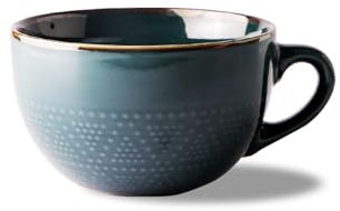 Große Tasse 700 ml Keramik Kaffeebecher Müslischalen mit Griff für Müsli, Suppe, Ramen, Salat, Tee (Dunkelgrün)