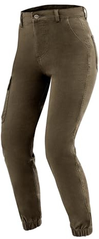 OZONE MOTO Jane Lady Pantaloni Jeans da Moto Donna | Fodera in Fibra Aramidica | Protezioni per Le Ginocchia Livello 2 | Tasche per Protezioni Fianchi e Coccige | Tasca Cargo | Jogger Fit