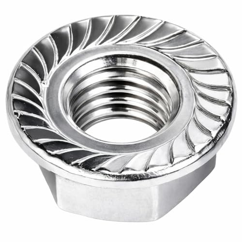 Sperrzahnmuttern M10 (DIN 6923) | Rostfreier A2 V2A Edelstahl Inox | Edelstahlmuttern Flanschmuttern Bundmuttern mit Zahnrippen UKV Sperrverzahnung | 100 Stück