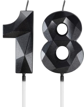 mciskin Black 18th Birthday Candles, 3D Number 18 Candles for Cake, Girls Boys 18th Birthday Decorations,Pearl Black Candle Cake Topper Decorations for Birthday Party Weddings Anniversary Supplies