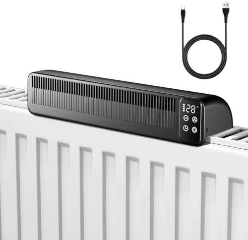 Esjay Radiatorfläkt, värmefläkt för värmeelement för förbättrad värmefördelning, energibesparing, 2 lägen (1 st, svart)
