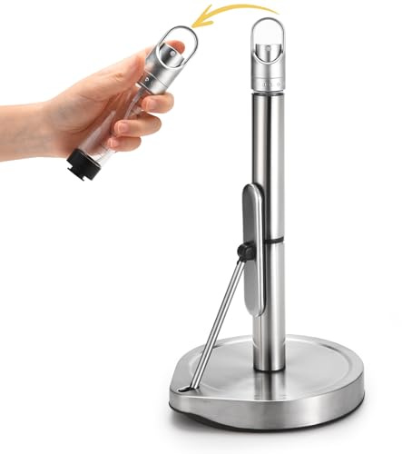 Paper Towel Holder with Spray Bottle for Kitchen Decor and Accessories - Paper Towel Holder Countertop for Kitchen Necessities - Freestanding Paper Towel Holders with Spray Pump for Home Necessities