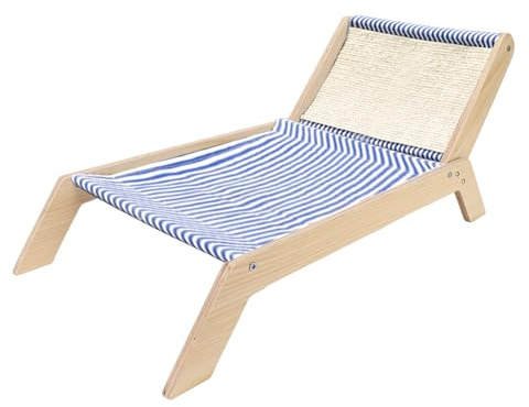 Hamaca para Mascotas - Cama elevada para Gatos con Marco de Madera, Cama balancín Antideslizante | Tumbona para Gatos, Silla de Playa para Perros pequeños, Cama para Mascotas de Interior