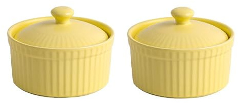 Lot de 2 ramequins en céramique rose avec couvercles, 120 ml, bols à soufflés et à sauces, passent au micro-ondes, mini ramequins pour crème brûlée, pâtisserie, desserts, 8,4 x 6,4 cm