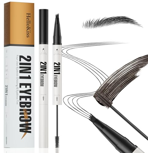 2 En 1 Crayon Sourcils Waterproof+Brosse à Pommade Sourcils,Crayon à Sourcils Liquide, Imperméable and Longue Durée Eyebrow Pencil,Maquillage Sourcils Femme Obtenir un Résultat Naturel (Noir)