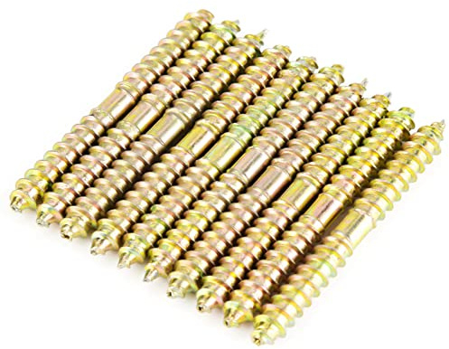Hamwesh Dowel Screw Woodworking Furniture Connector Galvanized Double End Screw for Making Connections 10 Piece Set for Iron Material