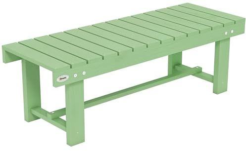 Outsunny Wooden Garden Bench, 2 Seater Outdoor Bench, Fir Wood Backless Patio Loveseat with Slatted Seat for Park, 110 x 38 x 35 cm, 1 Piece, Light Green