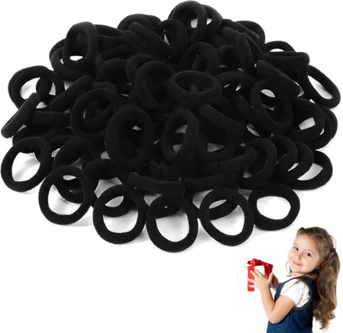 MUNZE Kleine Haargummis 100 Stück Weich Baumwolle Mini Ohne Metall Schwarz Baby Kinder